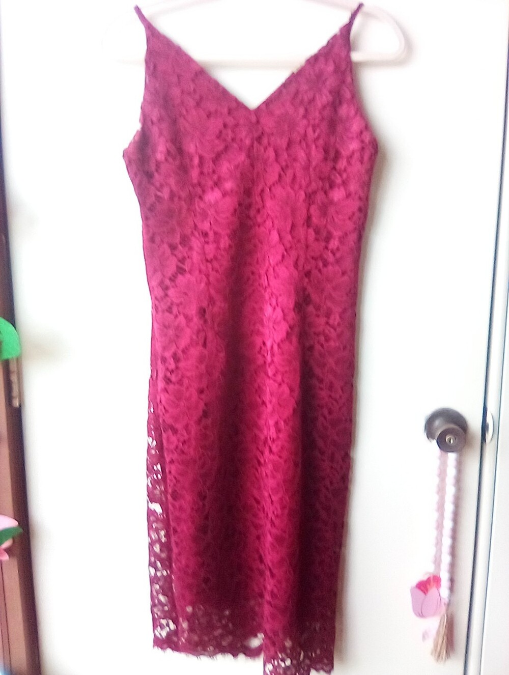 Enfocus Studio Burgundy Lace Midi Slip Dress Lace Detail Size 8 - Picture 8 of 10